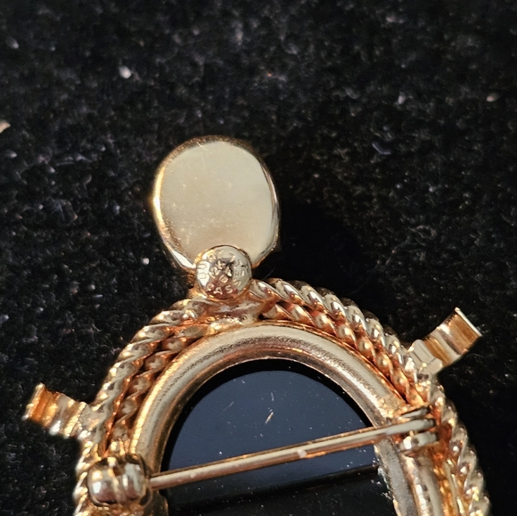 Black ONYX TURTLE STAMPED GOLD FILLED 2 INCH - Picture 4 of 6